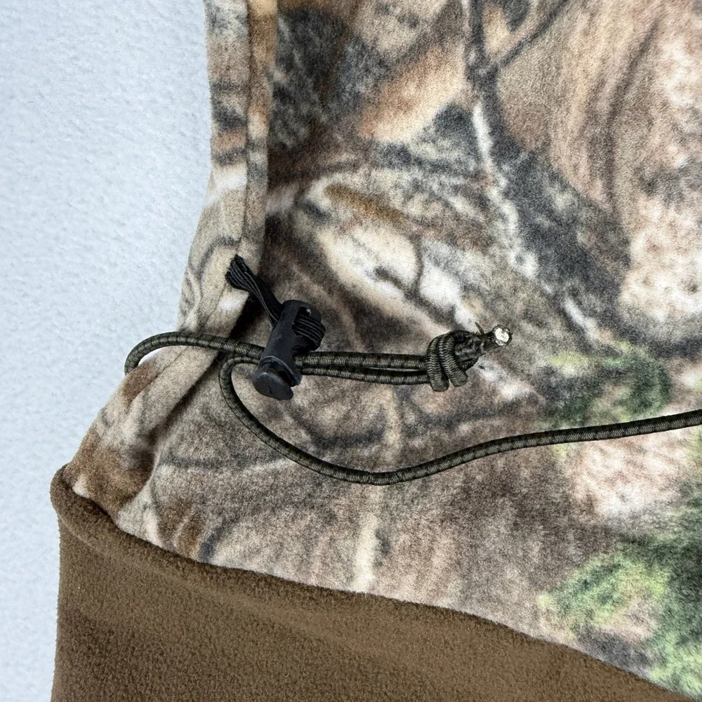 Realtree Balaclava Hood Mens OSFM Brown Camo Fleece Adjustable Drawstring